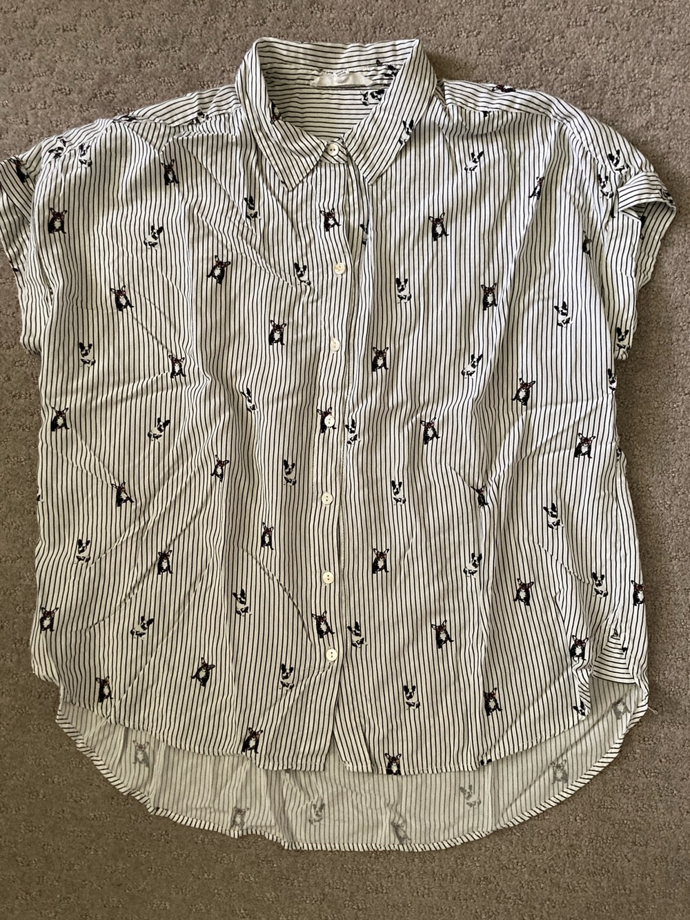 Jane & Delancey striped boston terrier blouse, Large.